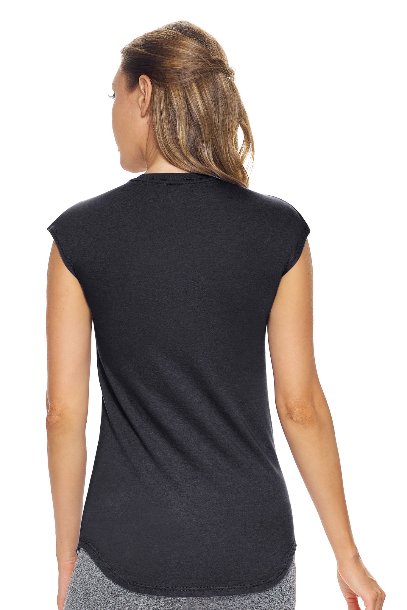 Expert Brand Wholesale Women's MoCA™ Cap Sleeve Tee in Black image 3#black