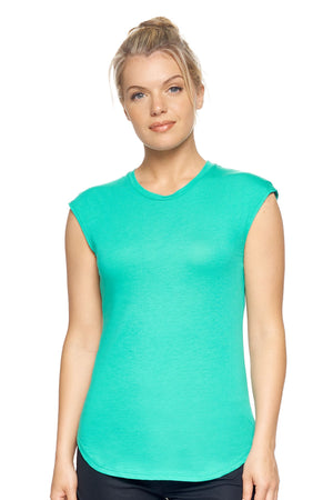Expert Brand Wholesale Women's MoCA™ Cap Sleeve Tee in Bright Teal#bright-teal