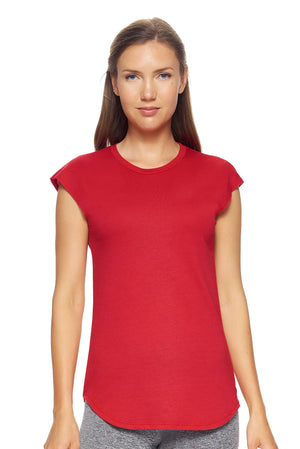 Expert Brand Wholesale Women's MoCA™ Cap Sleeve Tee in Scarlet#scarlet