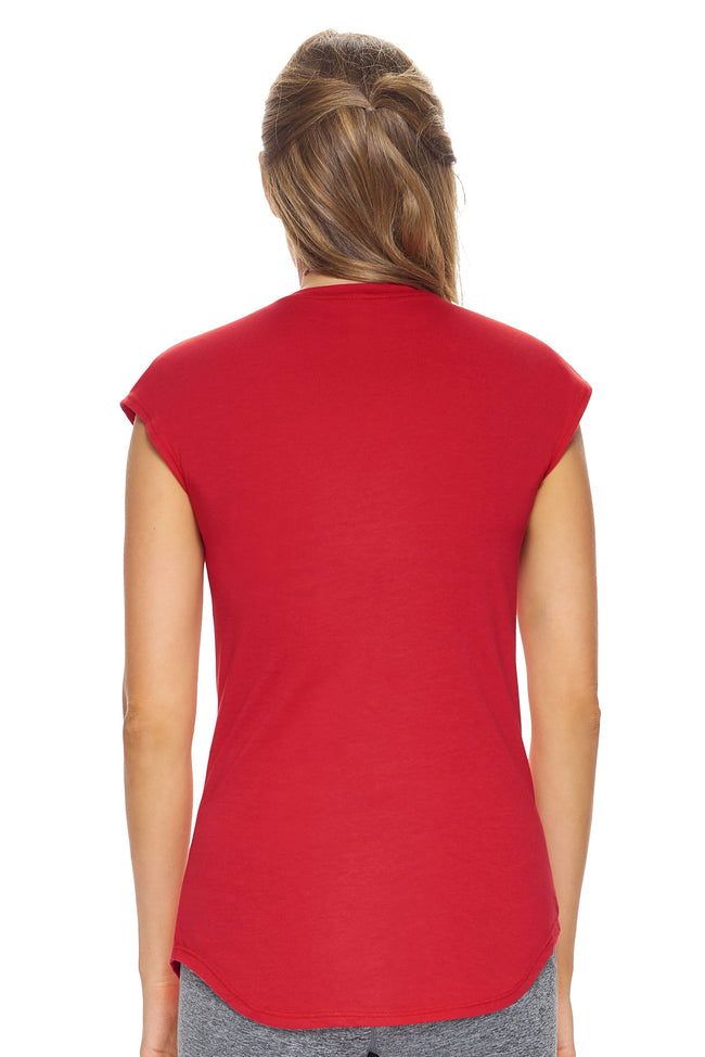 Expert Brand Wholesale Women's MoCA™ Cap Sleeve Tee in Scarlet image 3#scarlet