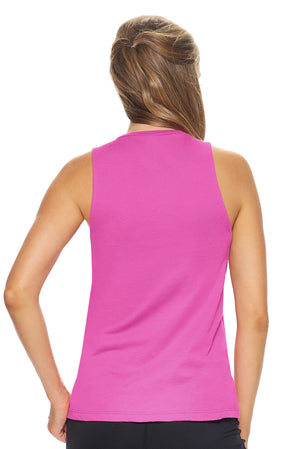Expert Brand Wholesale Women's MoCA™ Dropped Armhole Muscle Tank in Berry Pink Image 3#berry