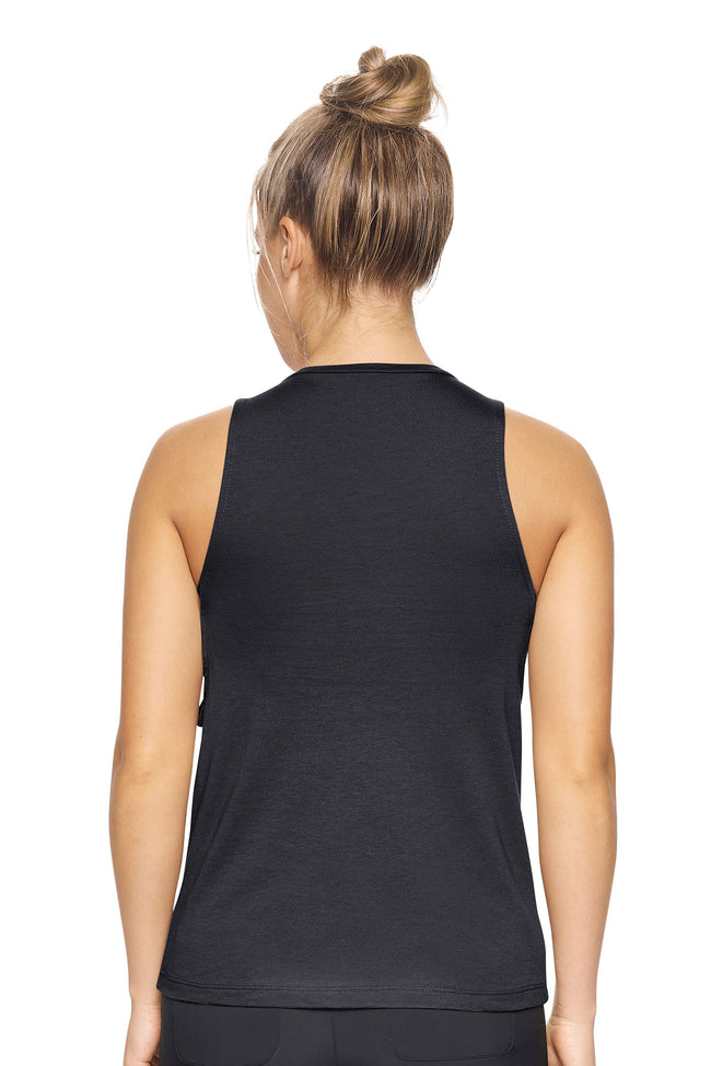 Expert Brand Wholesale Women's MoCA™ Dropped Armhole Muscle Tank in Black Image 3#black