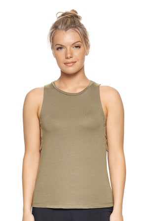 Expert Brand Wholesale Women's MoCA™ Dropped Armhole Muscle Tank in Olive Green Image 2#olive