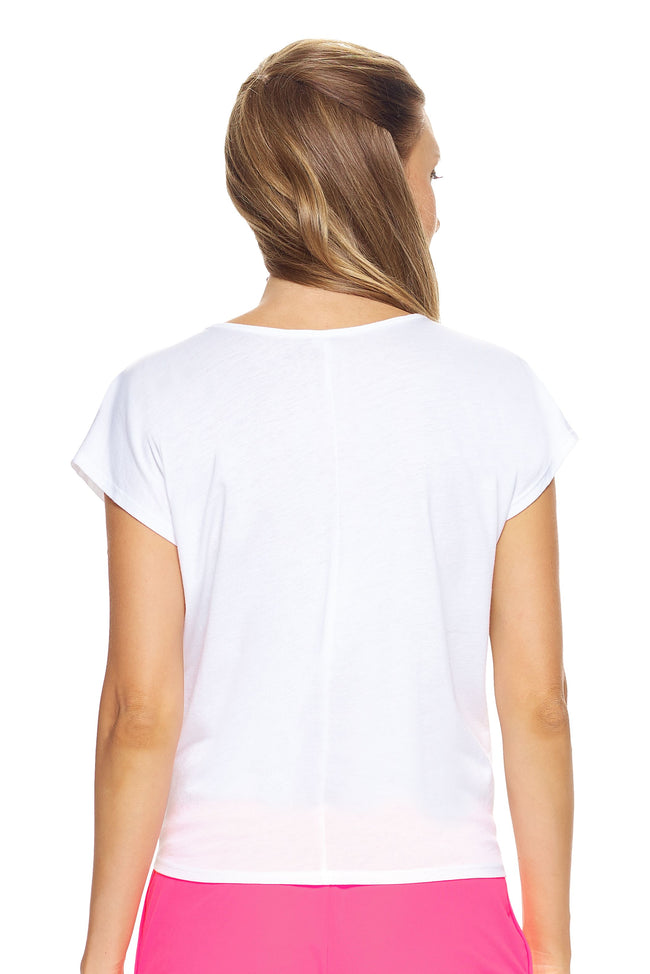 Expert Brand Wholesale Women's MoCA™ Split Front Tie Tee in White Image 3#white