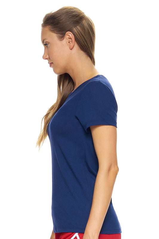 Expert Brand Wholesale Women's MoCA™ Bay Short Sleeve Crew in Navy Image 2#navy