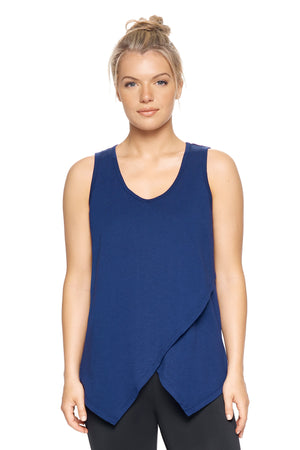 Expert Brand Wholesale Women's Sustainable Micromodal MoCA™ Tie-Front Tank in navy#navy