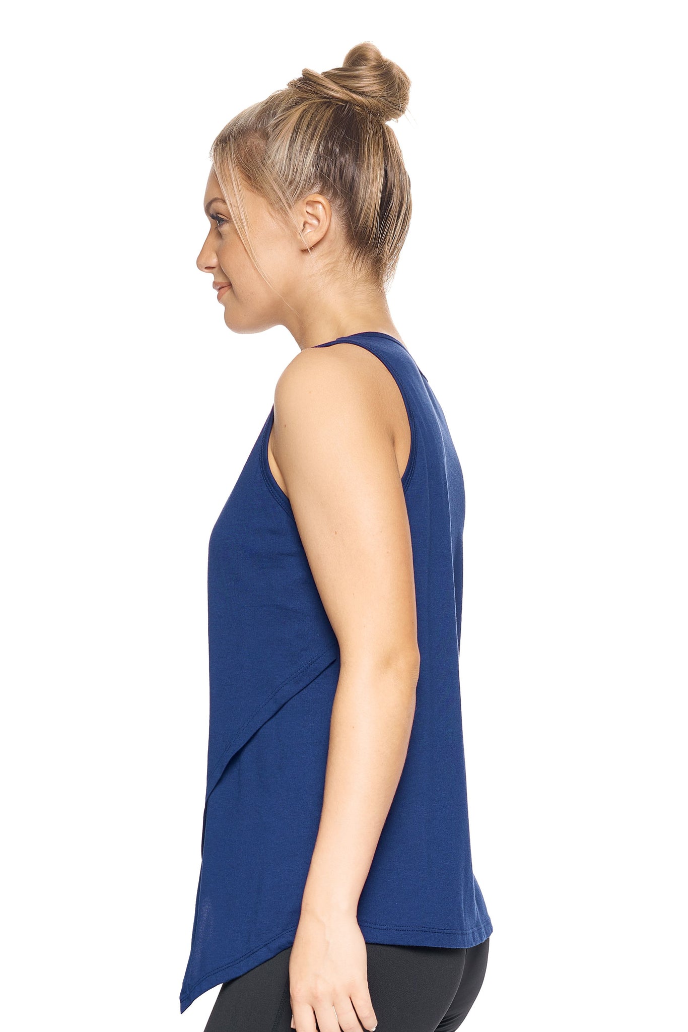 Expert Brand Wholesale Women's Sustainable Micromodal MoCA™ Tie-Front Tank in navy 2#navy