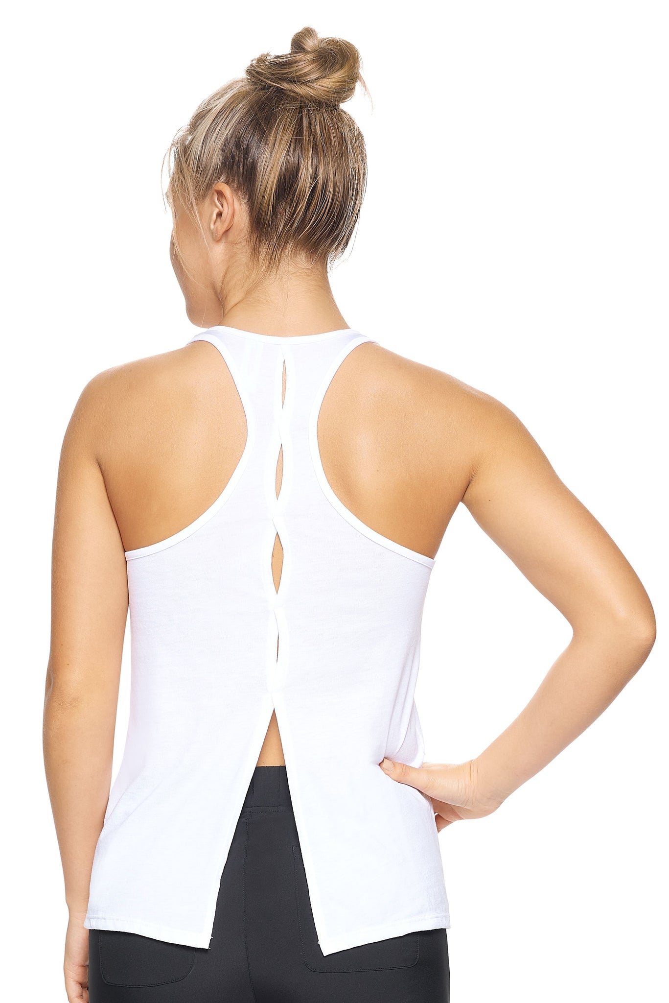 Expert Brand Wholesale MoCA™ Split-Dash Racerback Tank in White Image 2#white