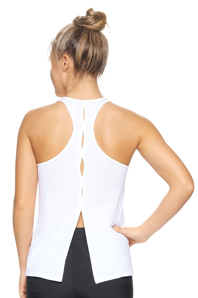 Expert Brand Wholesale MoCA™ Split-Dash Racerback Tank in White Image 2#white