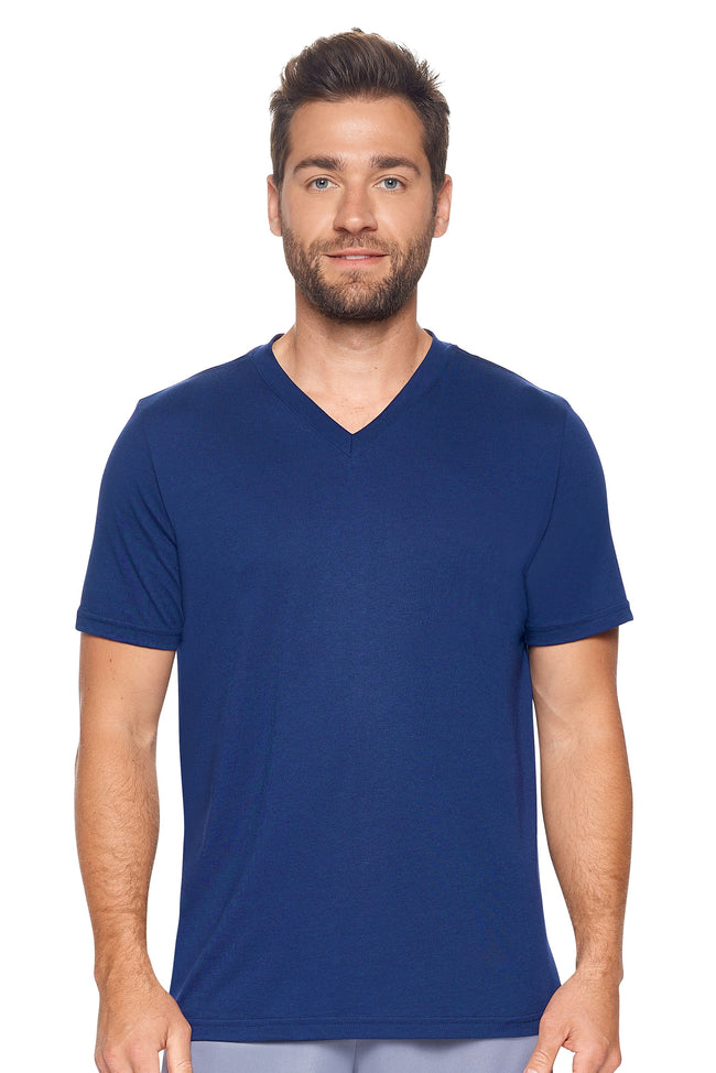 Expert Brand Wholesale Sustainable Eco-Friendly Apparel Micromodal Cotton Men's V-neck T-Shirt Made in USA navy#navy