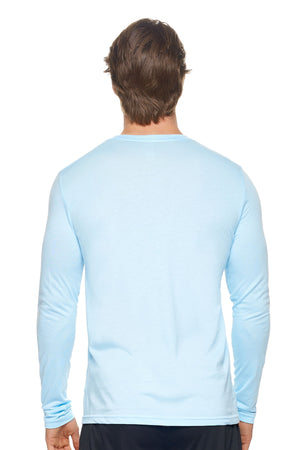Expert Brand Wholesale Men's MoCA™ V-Neck Long Sleeve Tee in Light Blue Image 3#light-blue