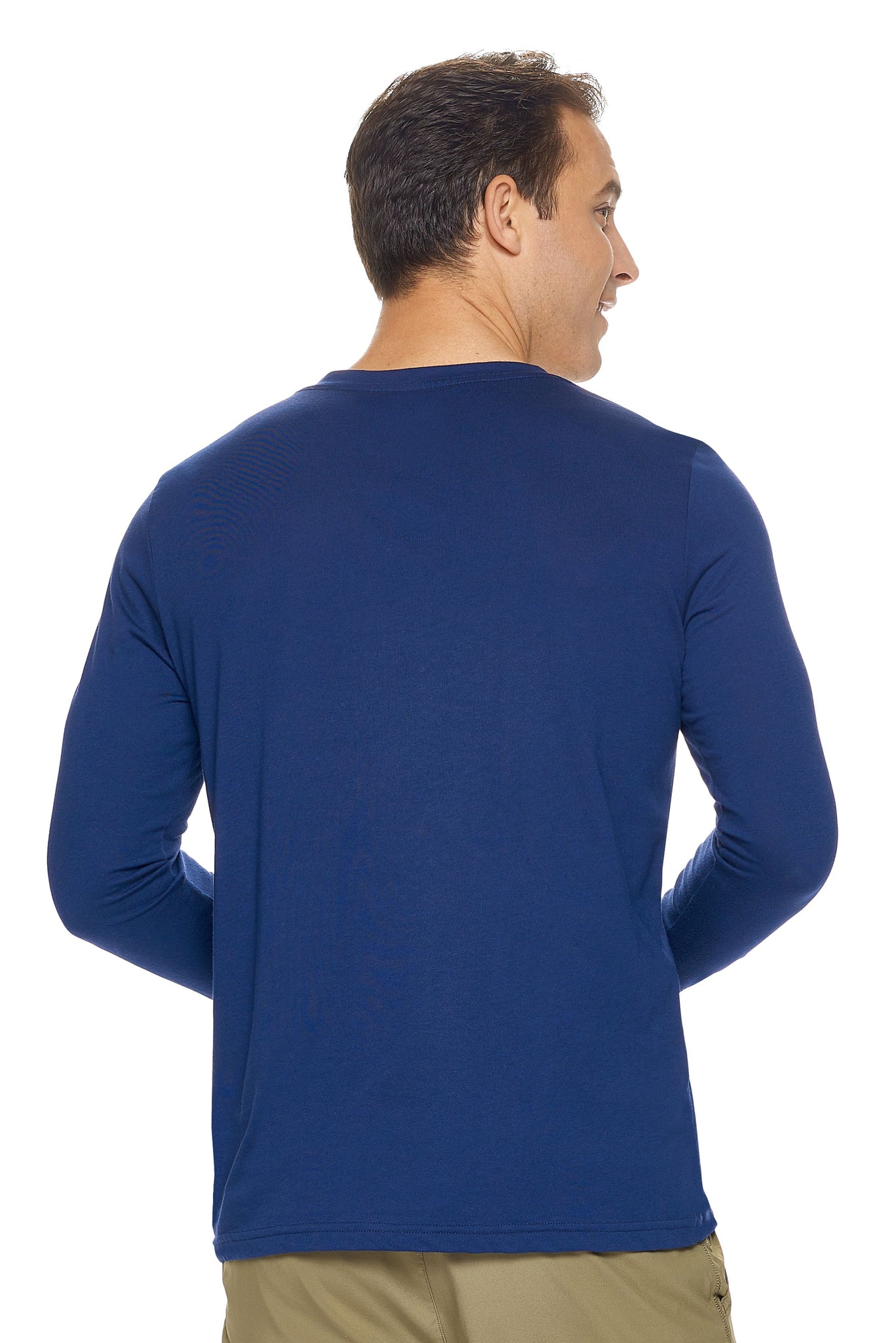 Expert Brand Wholesale Men's MoCA™ V-Neck Long Sleeve Tee in Navy Image 3#navy