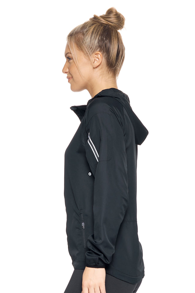 Expert Brand Wholesale Women's Water Resistant Hooded Swift Tec Jacket in black image 2#black