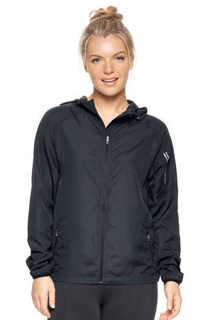 Expert Brand Wholesale Women's Water Resistant Hooded Swift Tec Jacket in black#black