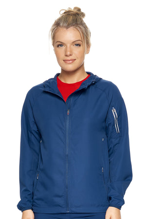 Expert Brand Wholesale Women's Water Resistant Hooded Swift Tec Jacket in navy Image 2#navy