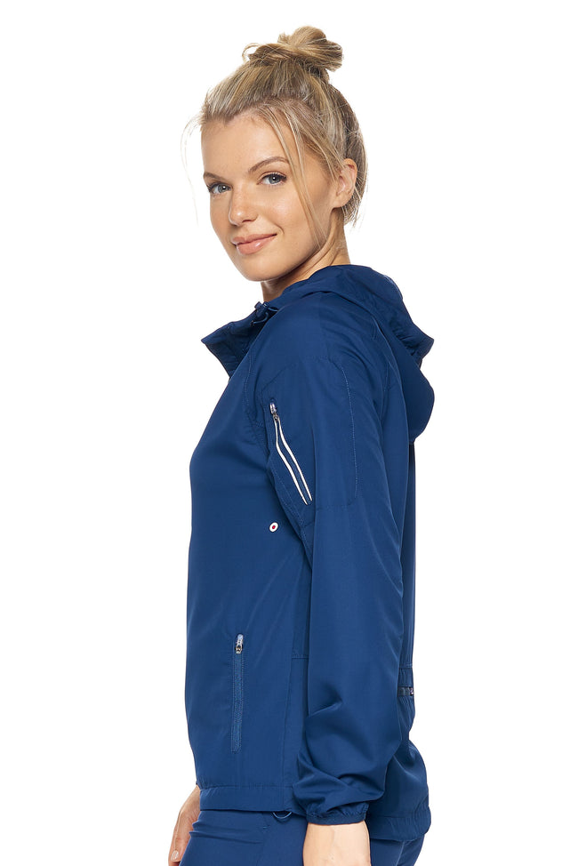 Expert Brand Wholesale Women's Water Resistant Hooded Swift Tec Jacket in navy Image 3#navy