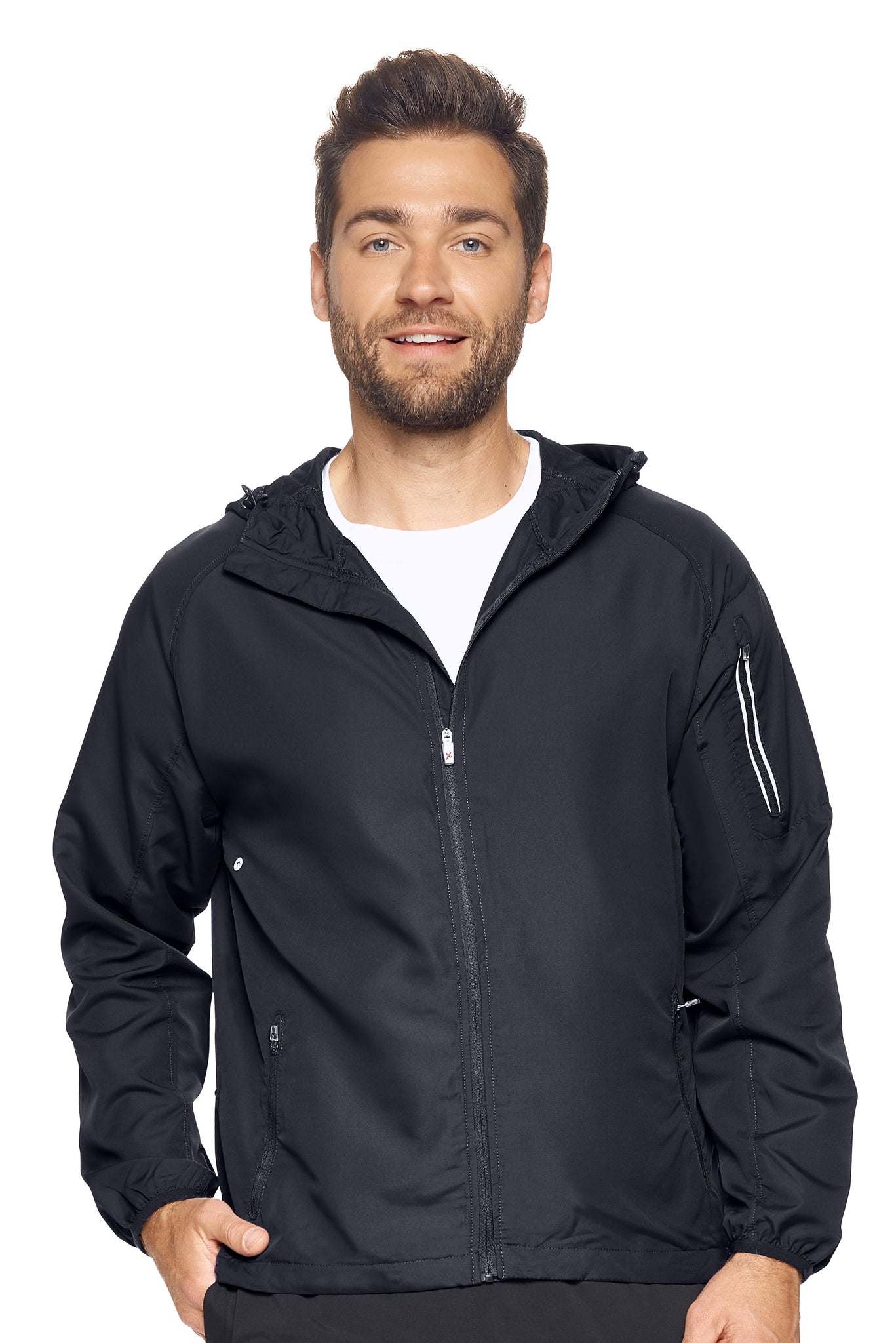 Expert Brand Wholesale Men's Water Resistant Hooded Swift Tec Jacket in black#black