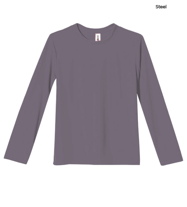 Expert Brand Wholesale Youth Kids Oxymesh Long Sleeve Tec Tee Steel Gray